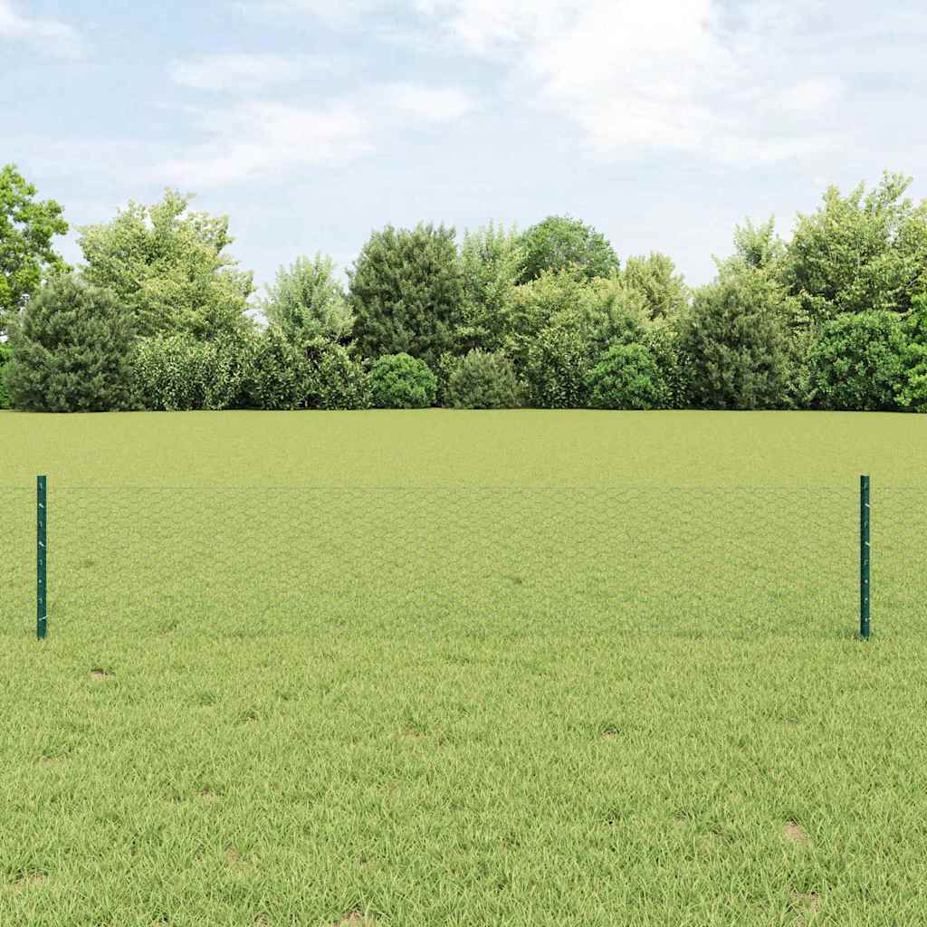 Vidaxl hek met paal groen 0,4 x 10 m staal en pvc
