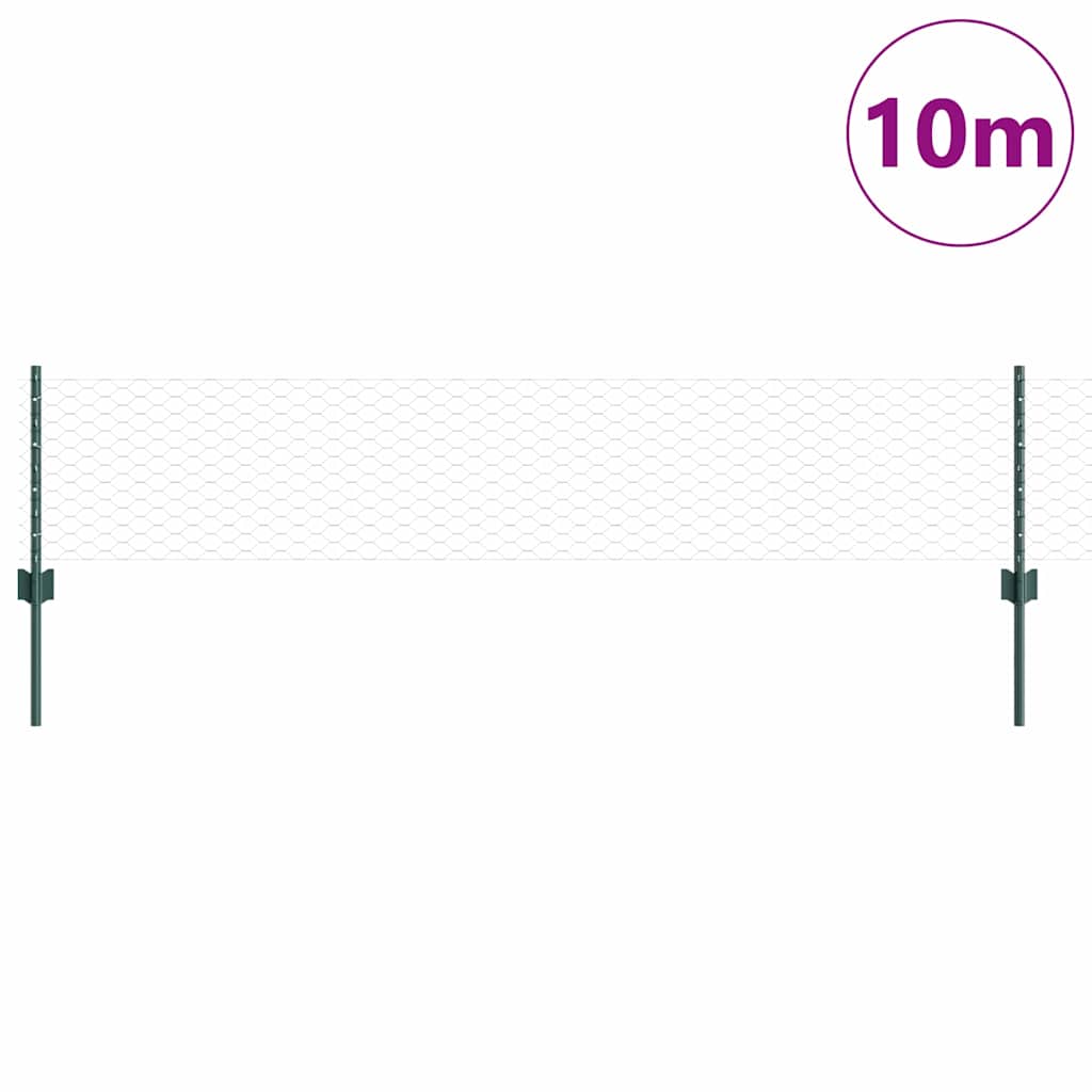 Vidaxl hek met paal groen 0,4 x 10 m staal en pvc