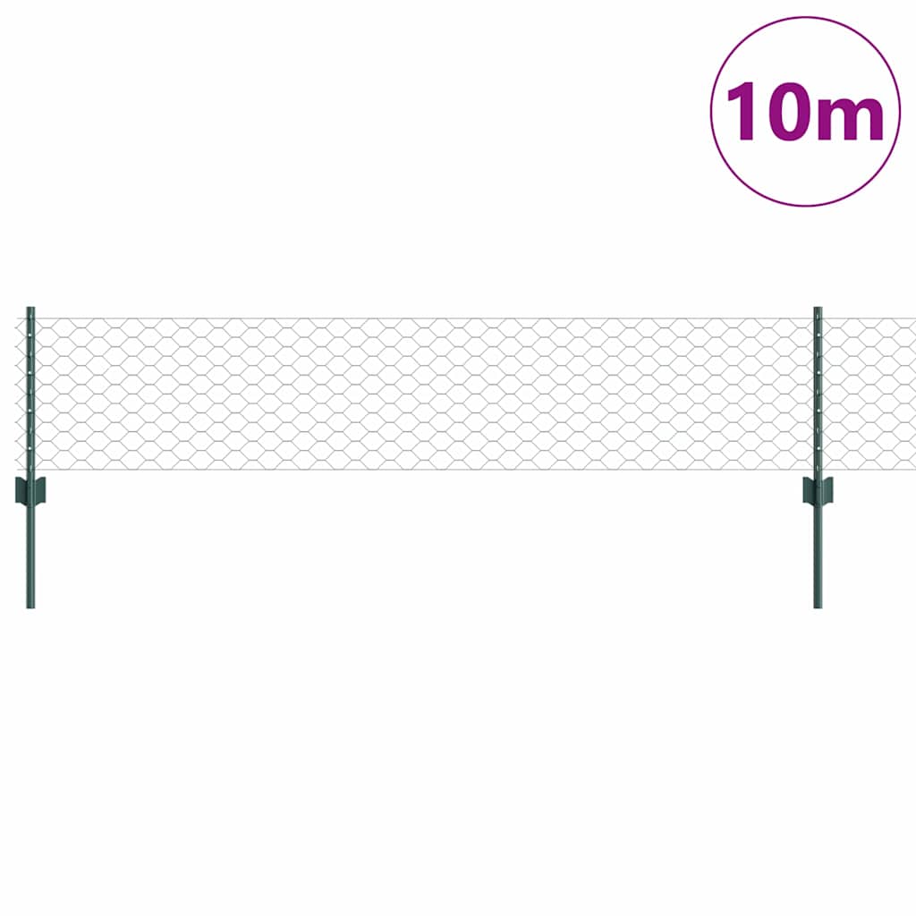 Vidaxl hek met paal groen 0,4 x 10 m staal en pvc