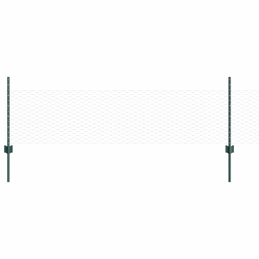 Vidaxl hek met paal groen 0,5 x 10 m staal en pvc