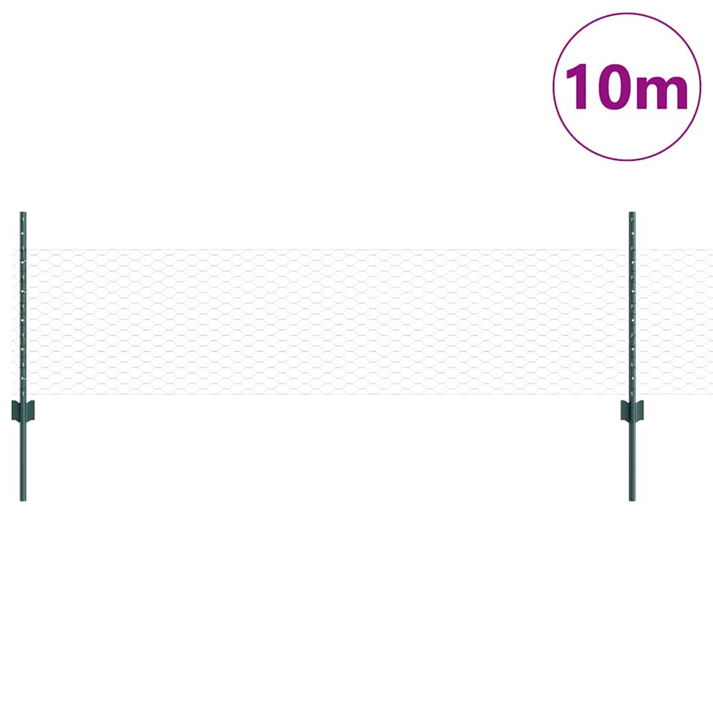 Vidaxl hek met paal groen 0,5 x 10 m staal en pvc