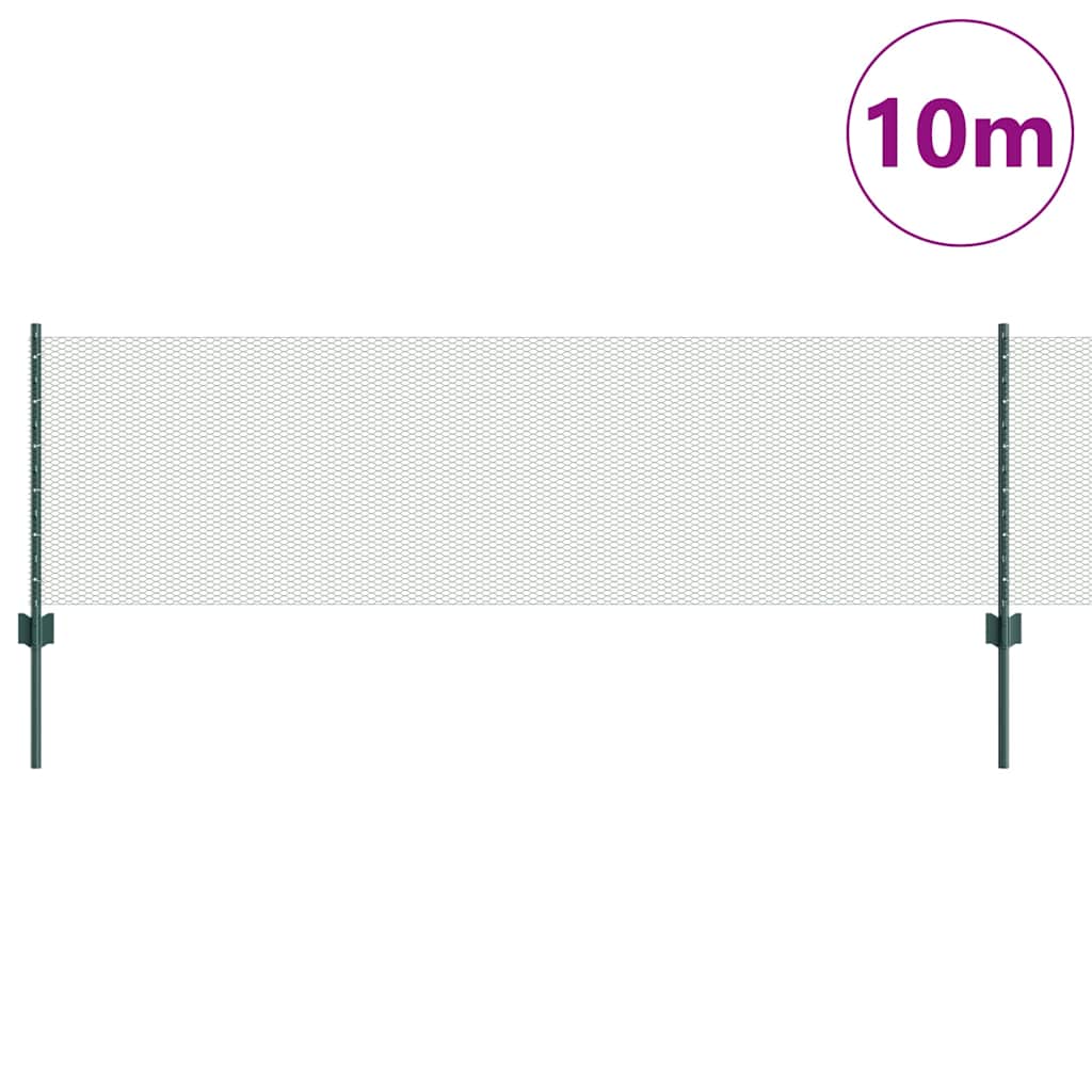 Vidaxl hek met paal groen 0,6 x 10 m staal en pvc