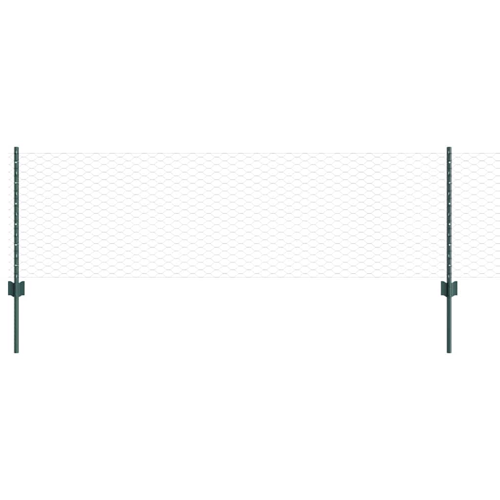 Vidaxl hek met paal groen 0,6 x 10 m staal en pvc