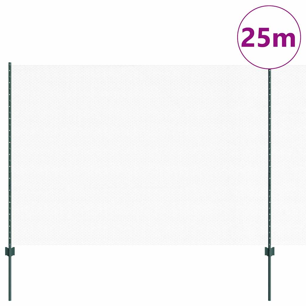 Vidaxl hek met paal groen 1,5 x 25 m staal