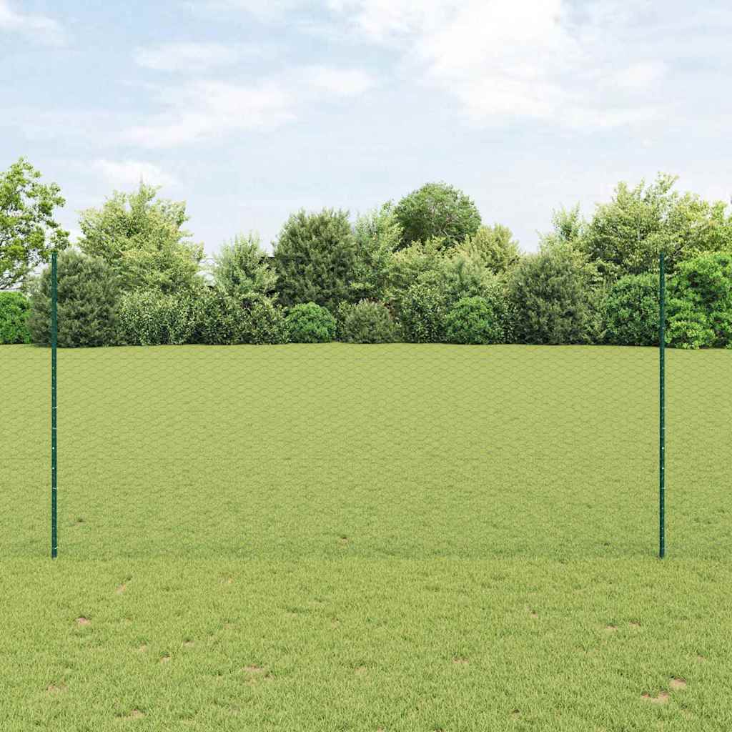 Vidaxl hek met paal groen 1,5 x 25 m staal