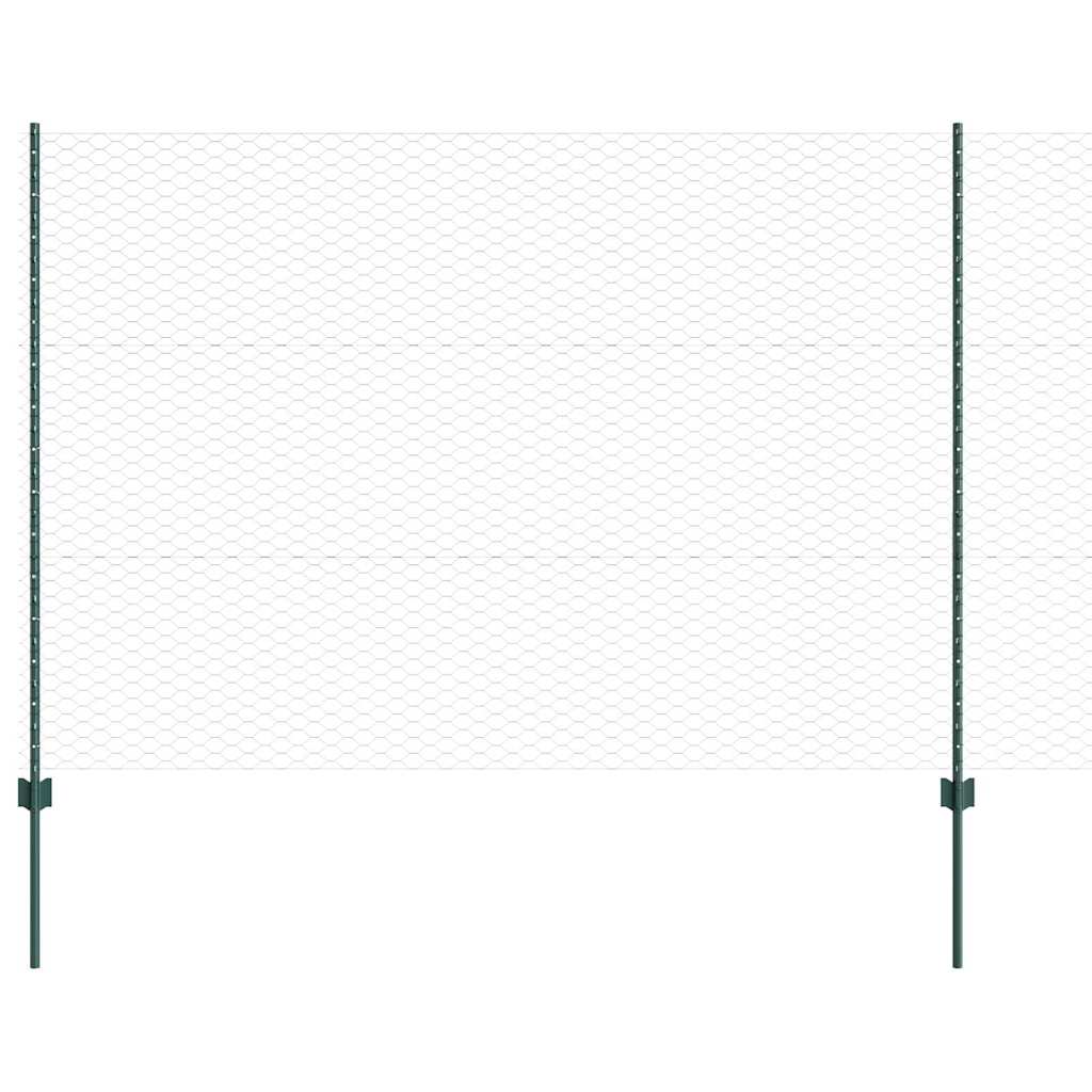 Vidaxl hek met paal groen 1,5 x 25 m staal
