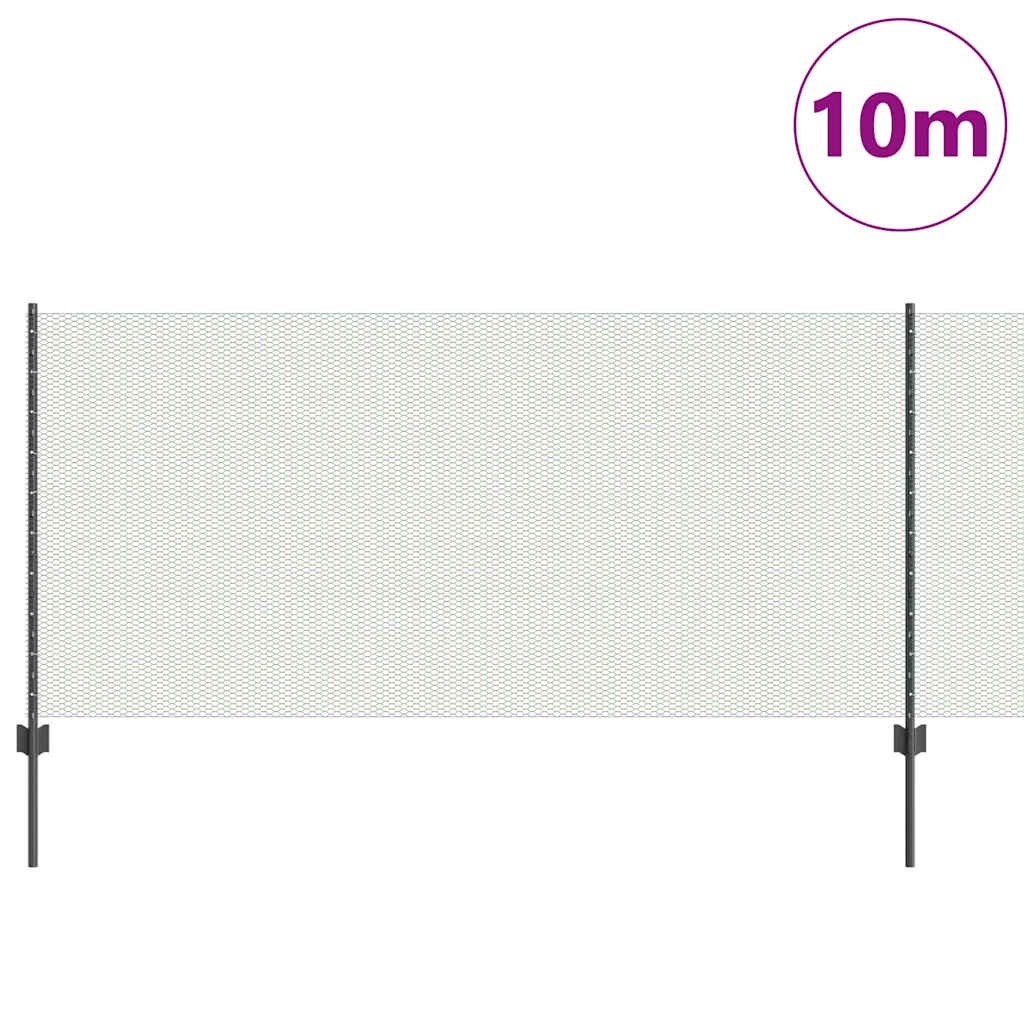 Vidaxl hek met paal grijs 1 x 10 m staal en pvc