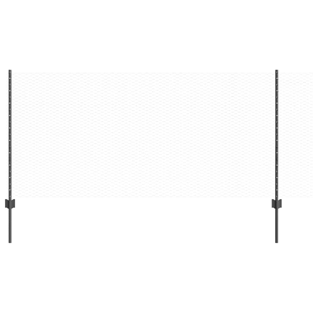 Vidaxl hek met paal grijs 1 x 10 m staal en pvc
