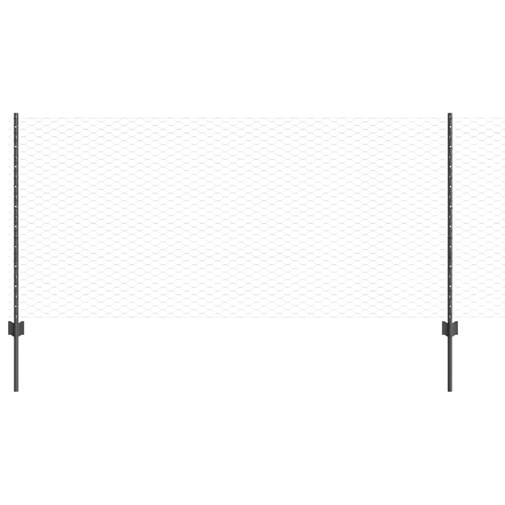 Vidaxl hek met paal grijs 1 x 10 m staal en pvc