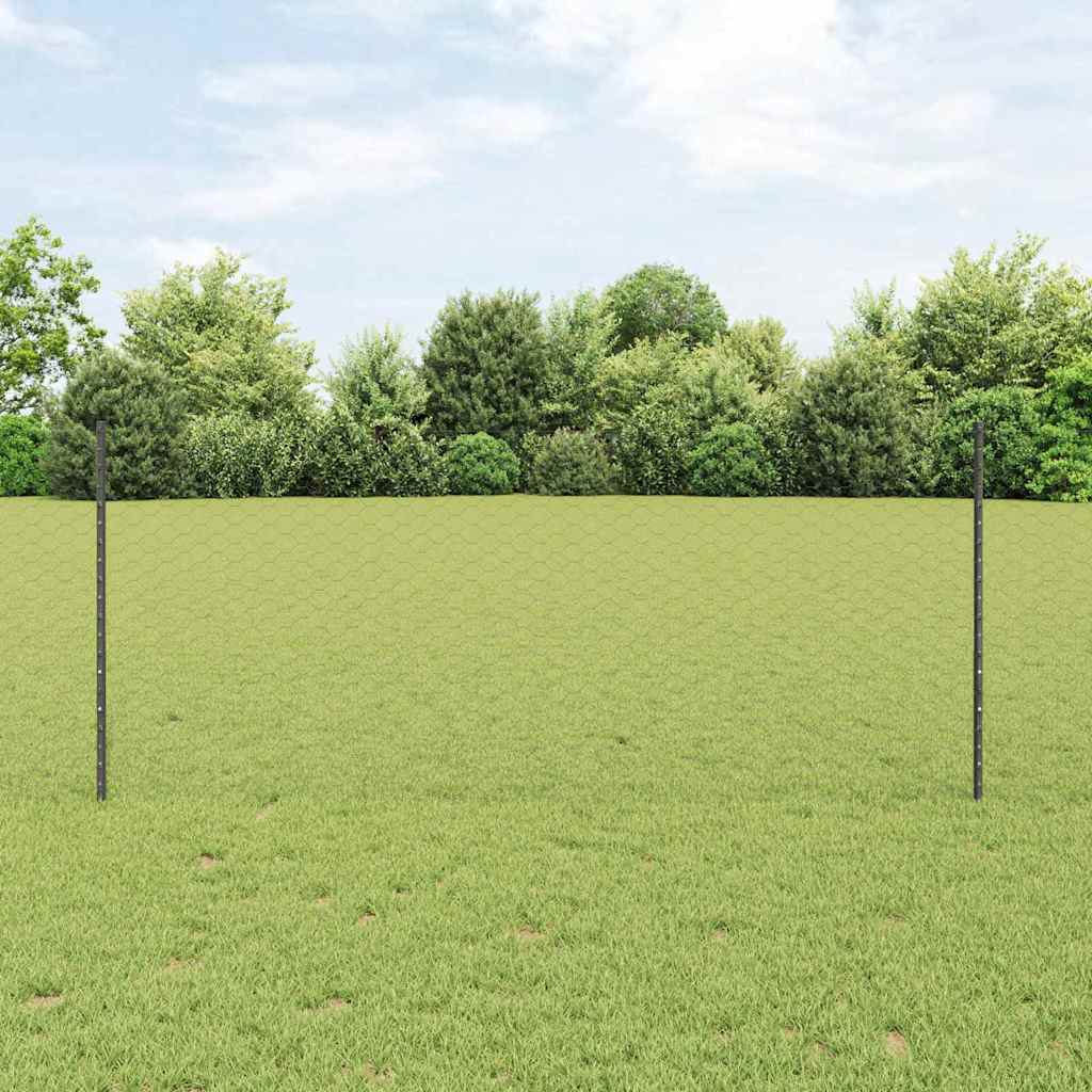 Vidaxl hek met paal grijs 1 x 10 m staal en pvc
