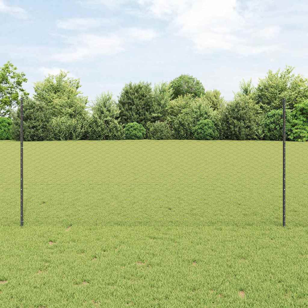 Vidaxl hek met paal grijs 1,2 x 10 m staal en pvc