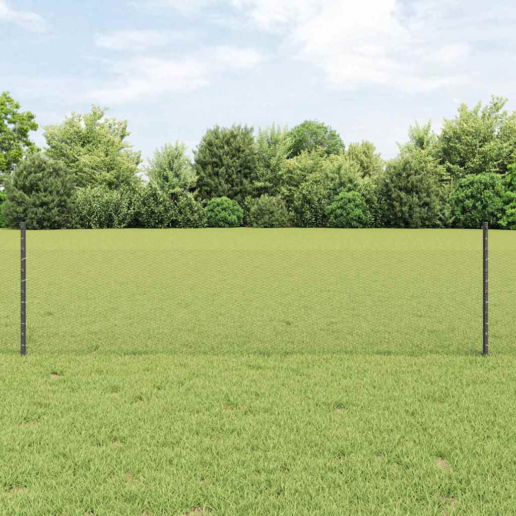 Vidaxl hek met paal grijs 0,5 x 25 m staal