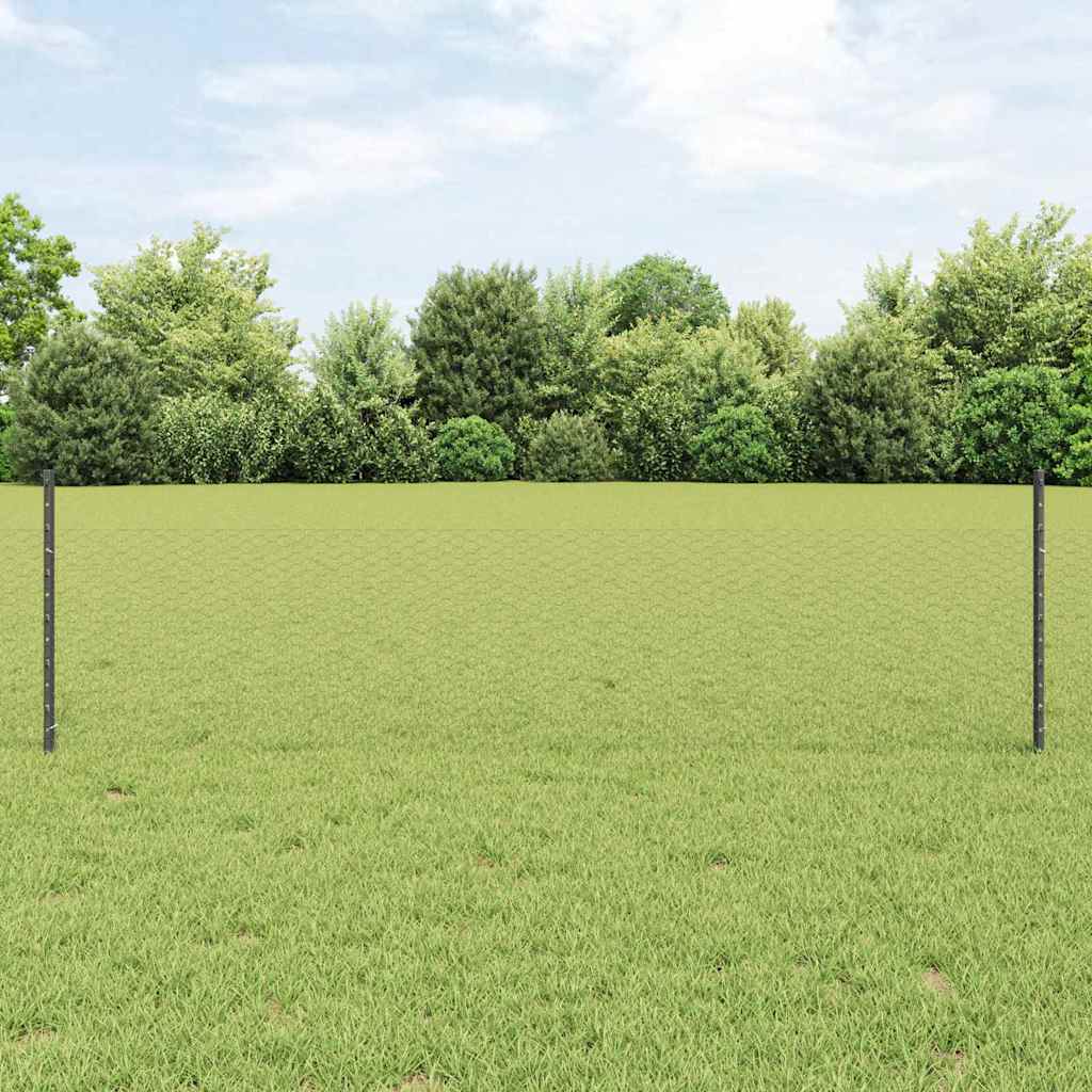 Vidaxl hek met paal grijs 0,5 x 25 m staal