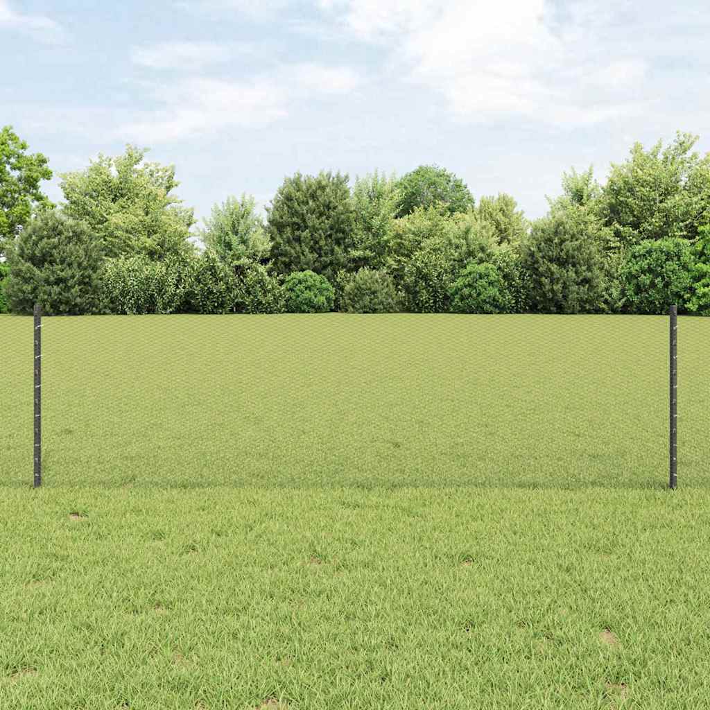 Vidaxl hek met paal grijs 0,6 x 25 m staal en pvc