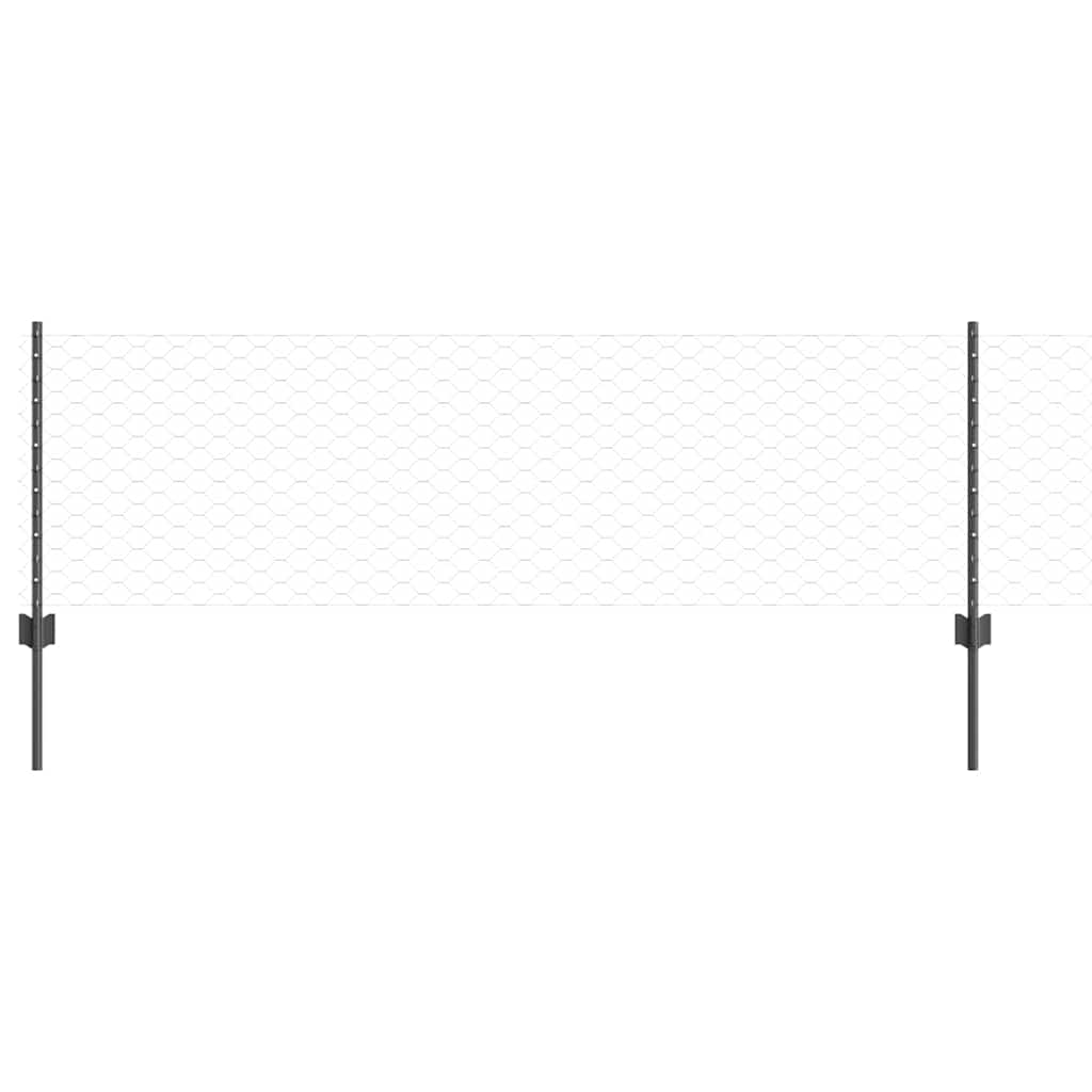 Vidaxl hek met paal grijs 0,6 x 25 m staal en pvc