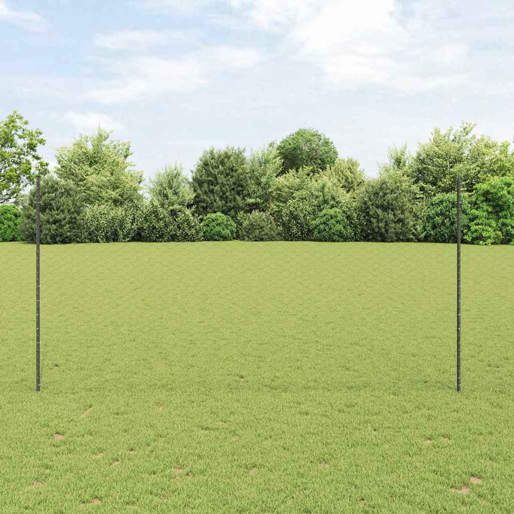 Vidaxl hek met paal grijs 1,5 x 25 m staal