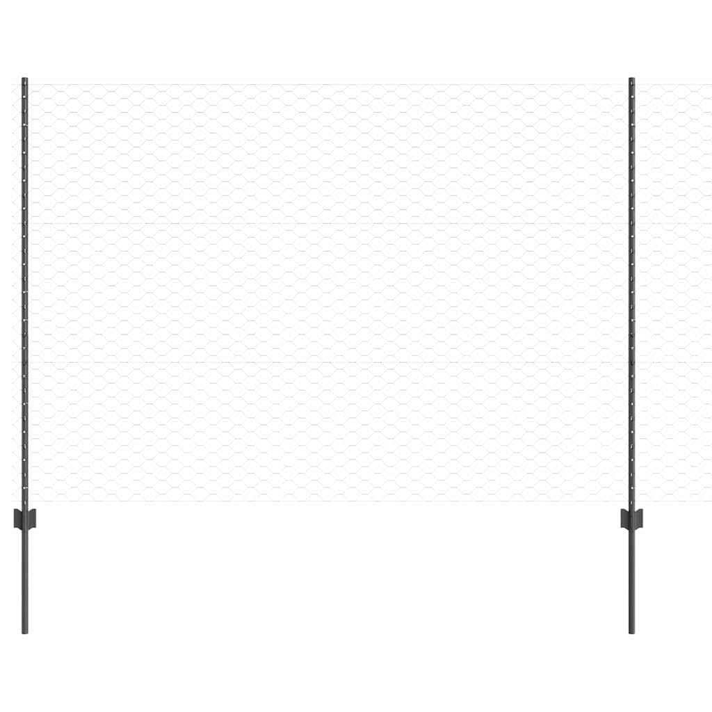 Vidaxl hek met paal grijs 1,5 x 25 m staal