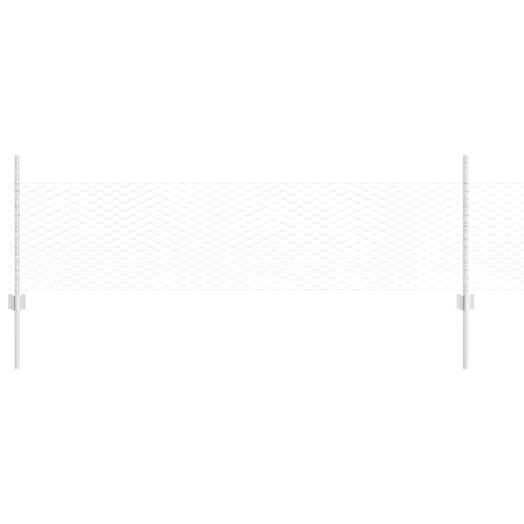 Vidaxl hek met paal zilver 0,5 x 25 m staal