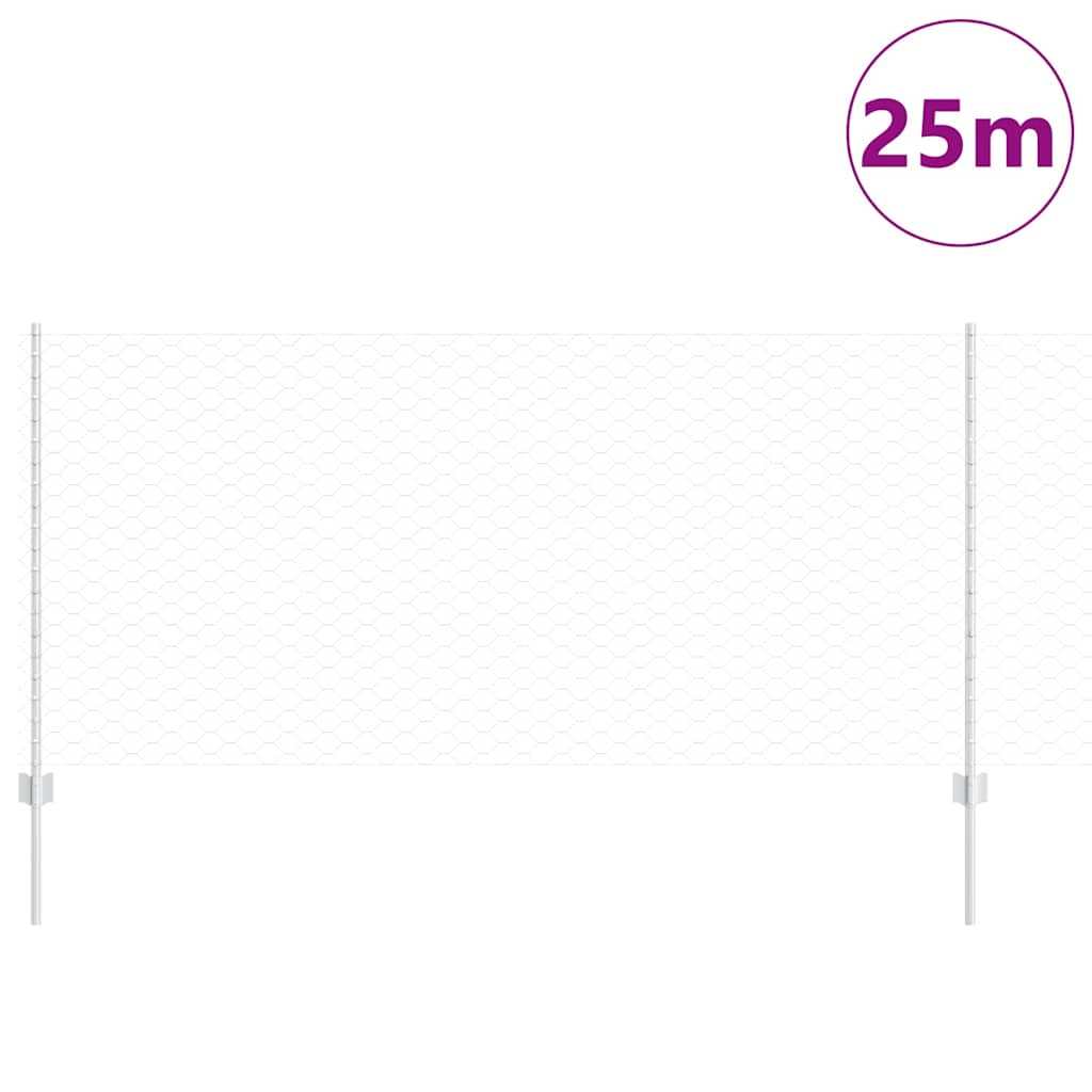 Vidaxl hek met paal zilver 1 x 25 m staal