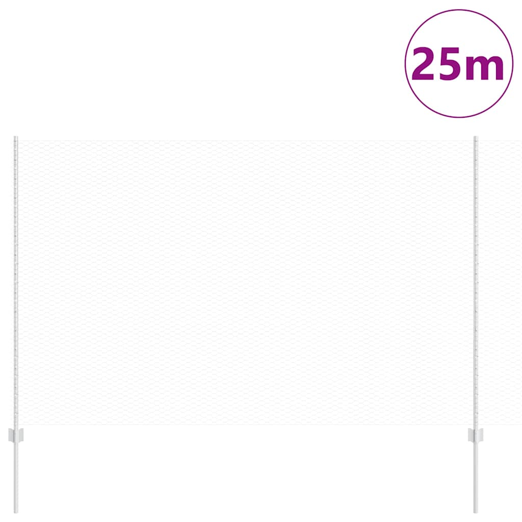 Vidaxl hek met paal zilver 1,5 x 25 m staal