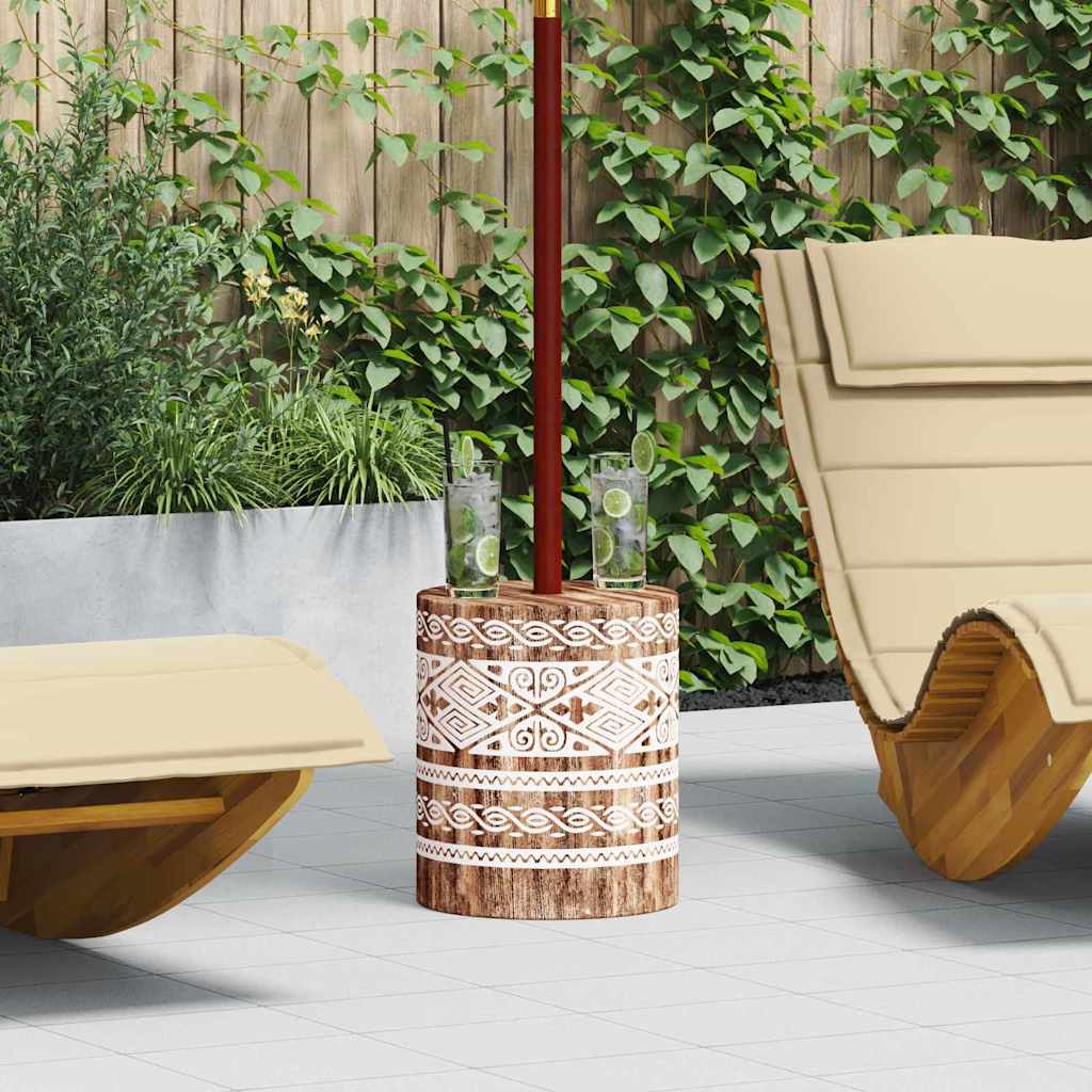 Vidaxl parasolvoet 23 kg wit gewassen massief hout cilindrisch