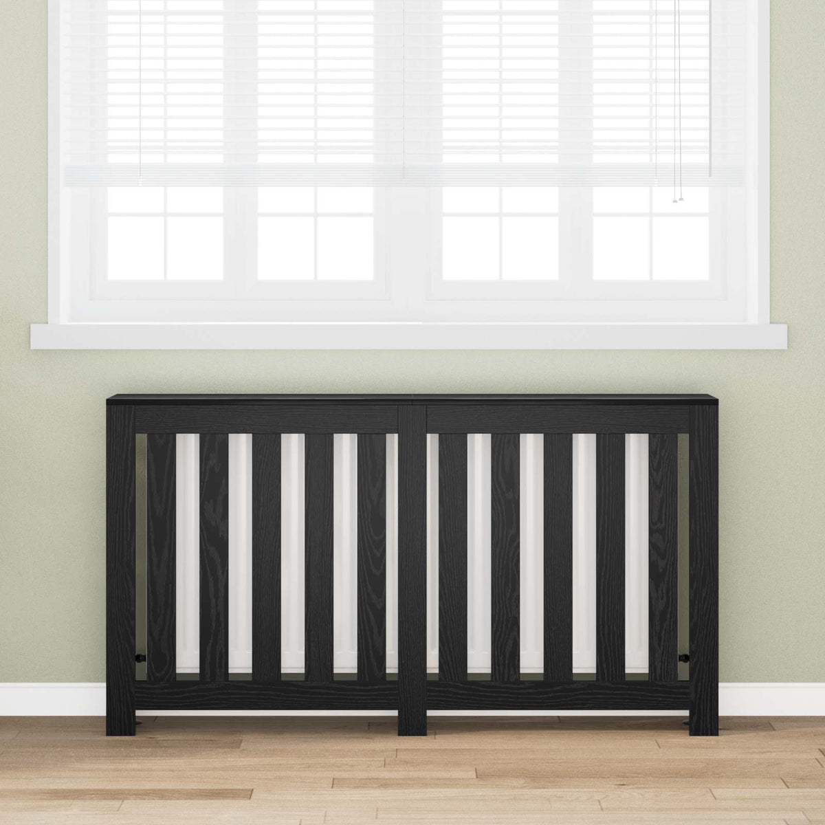 Vidaxl radiatorafdekking zwart eiken 149 x 20 x 82 cm bewerkt hout