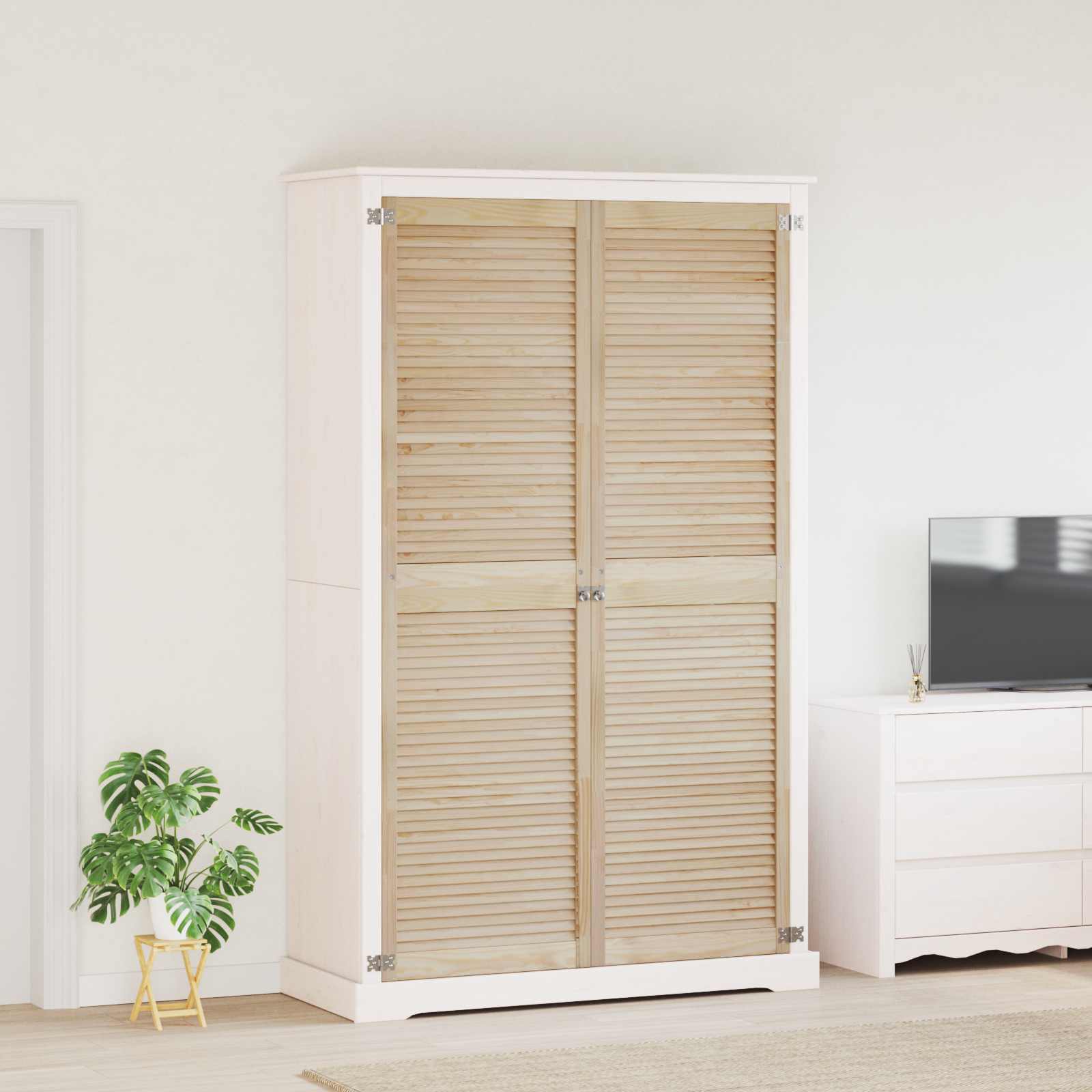 Vidaxl kastdeur 2 pcs naturel 201 x 2,1 x 59,5 cm massief grenenhout