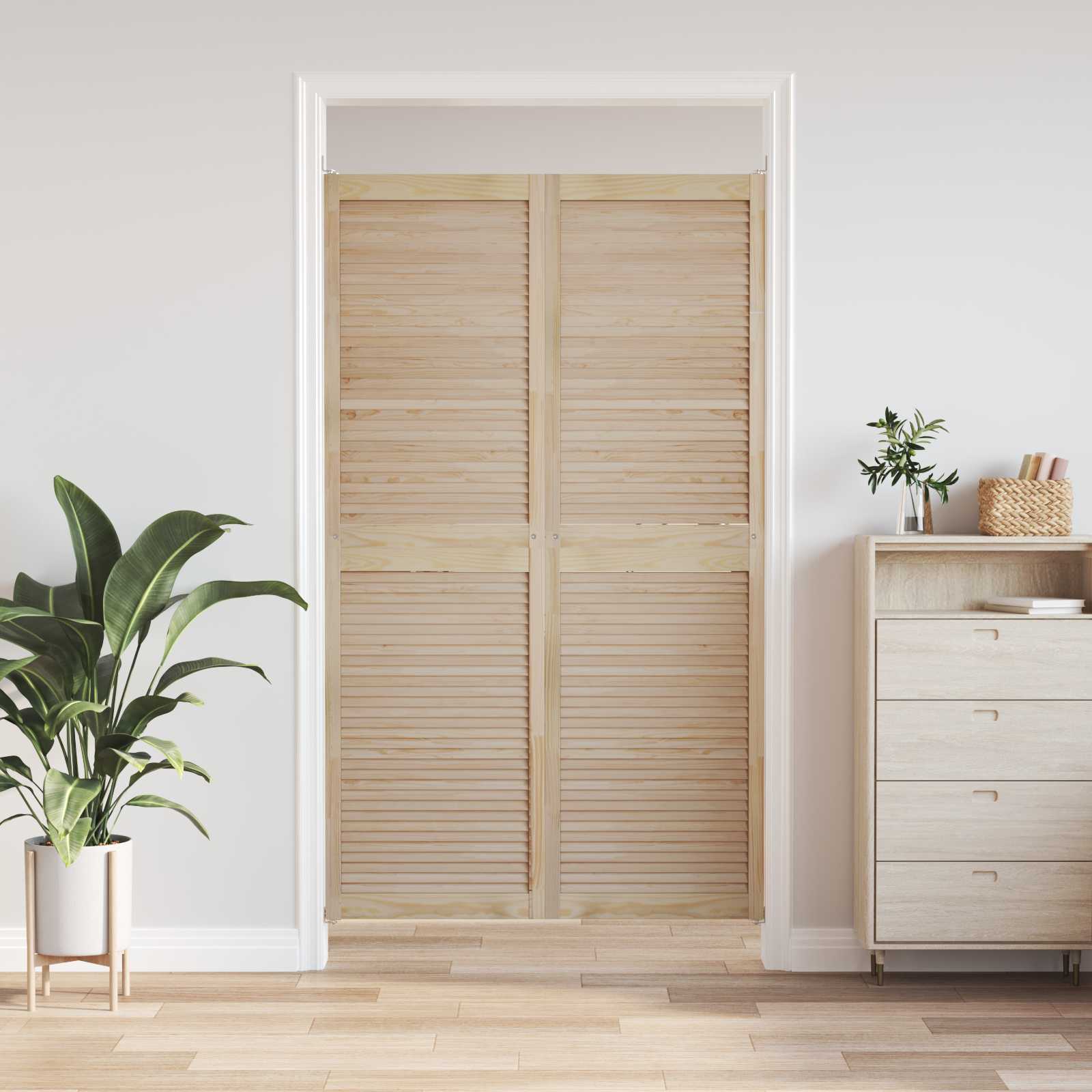 Vidaxl kastdeur 2 pcs naturel 201 x 2,1 x 59,5 cm massief grenenhout