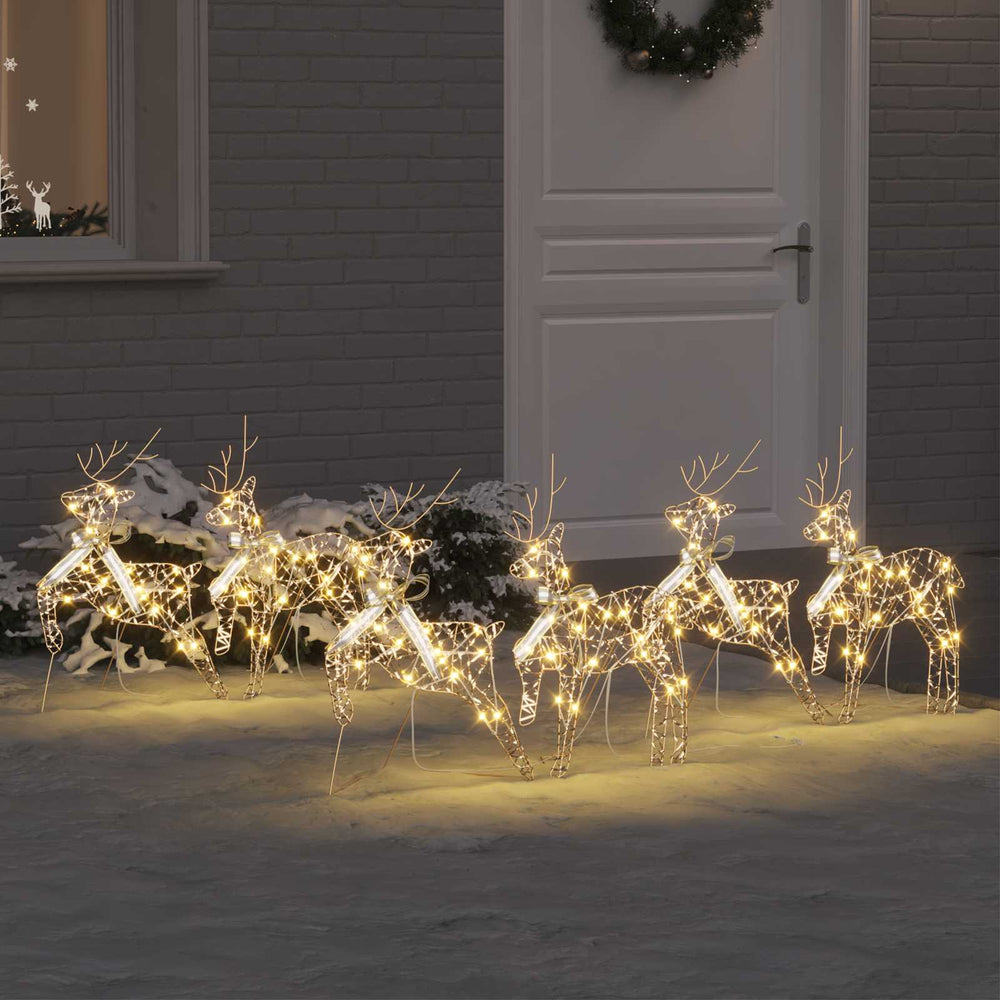 Vidaxl led rendieren 6 st 180 led's goud 44 x 18 x 65,5 cm pet
