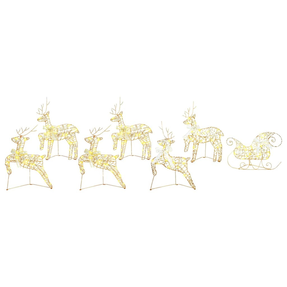 Vidaxl led rendieren 7 st 40 led's goud 44 x 18 x 65,5 cm pet