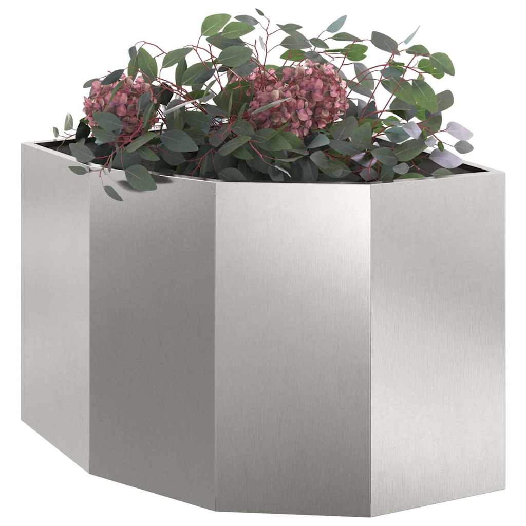 Vidaxl hoek plantbak zilver 60 x 60 x 50 cm roestvrij staal