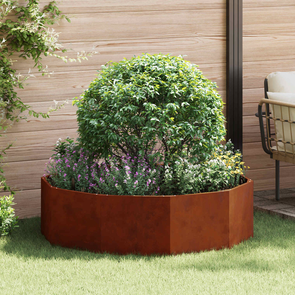Vidaxl plantenbak roestig 120 x 120 x 35 cm weervast staal