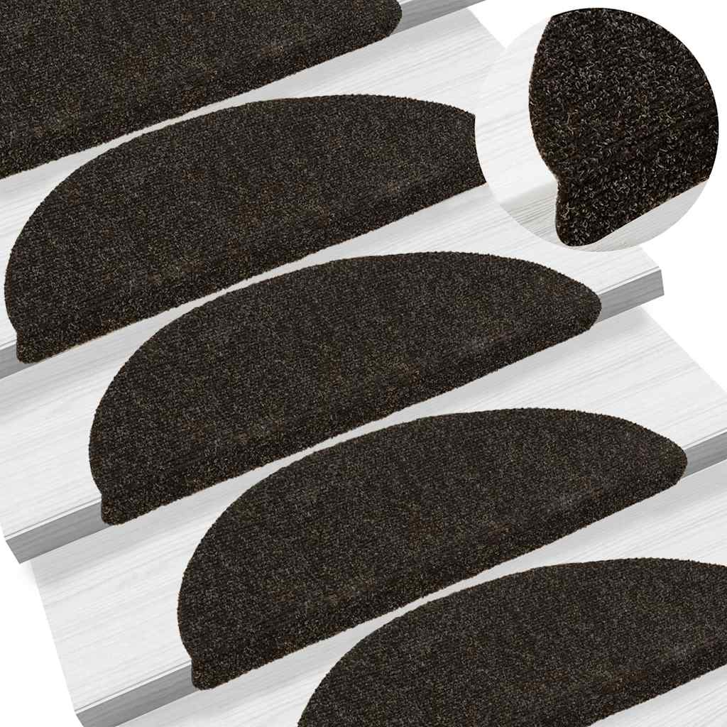 Vidaxl trapmatten zelfklevend 20 stuks 56x17x3 cm donkerbruin halfrond