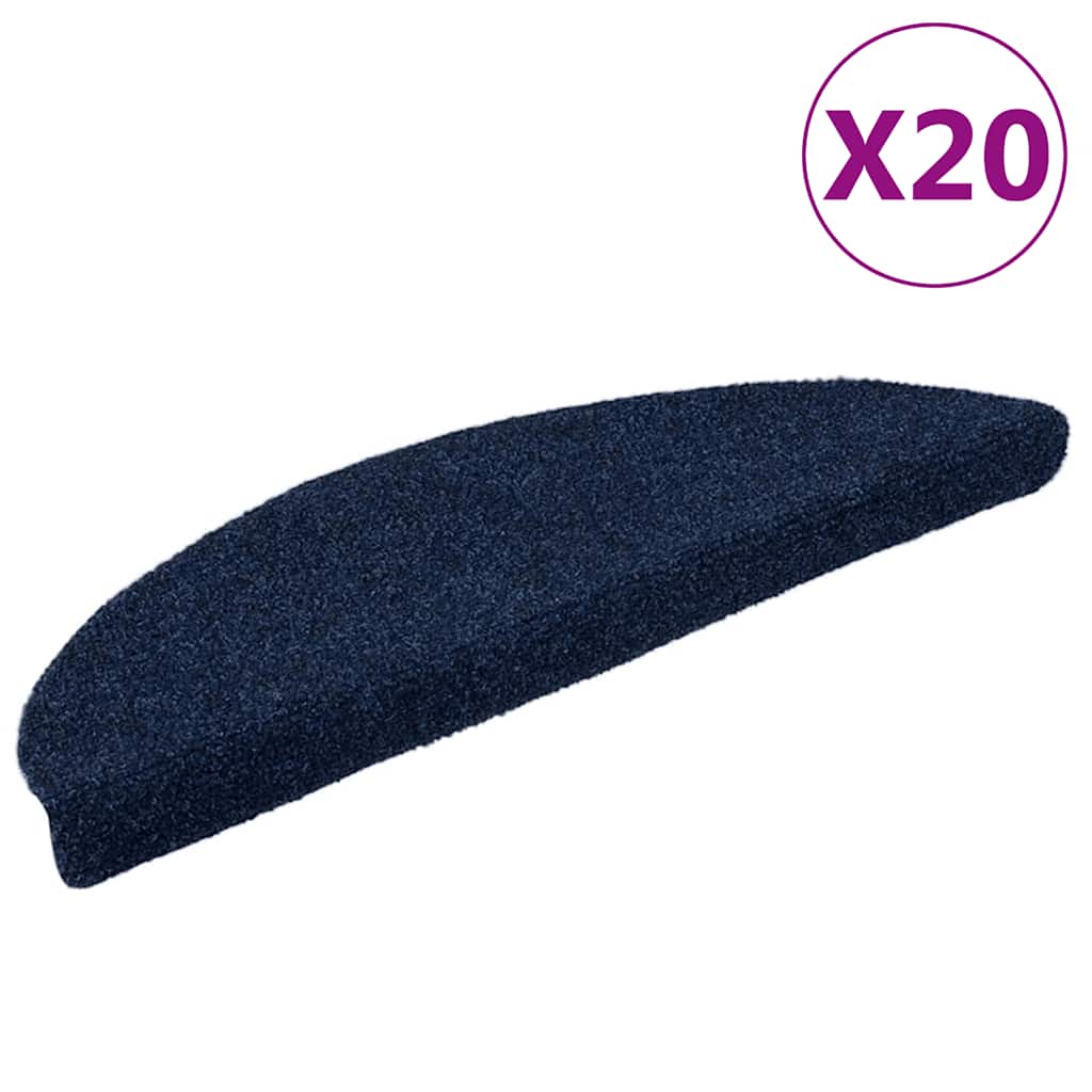 Vidaxl trapmatten zelfklevend 20 stuks 56x17x3 cm marineblauw halfrond