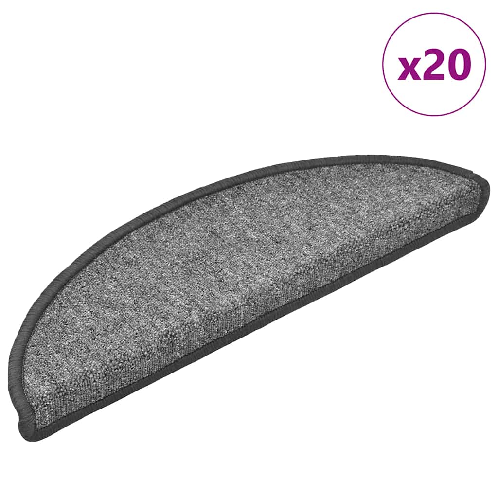 Vidaxl trapmatten 20 st 56x17x3 cm donkergrijs halfrond