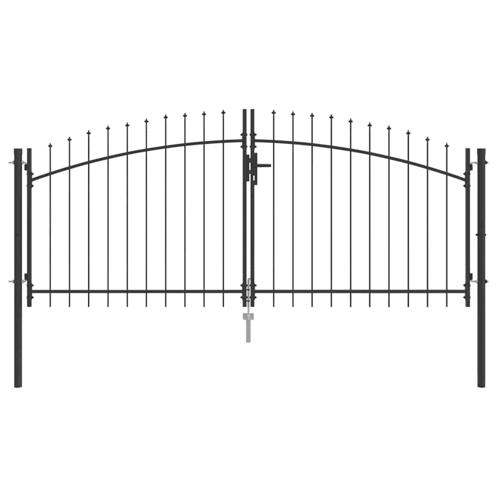 Vidaxl dubbele poort met slot grijs 299,5 x 199,5 cm staal