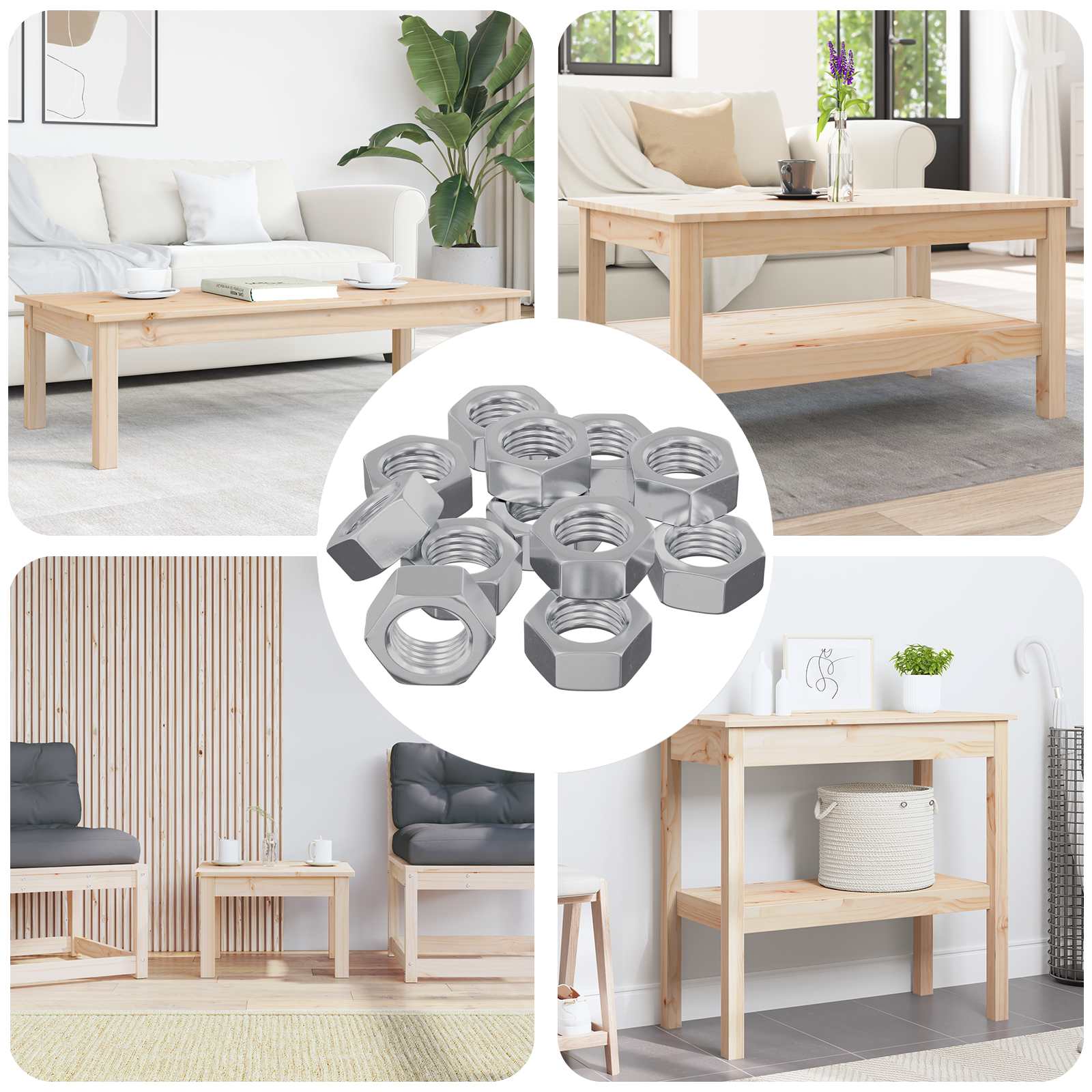 Vidaxl zeshoekige moer 12 pcs zilver m6 ijzer