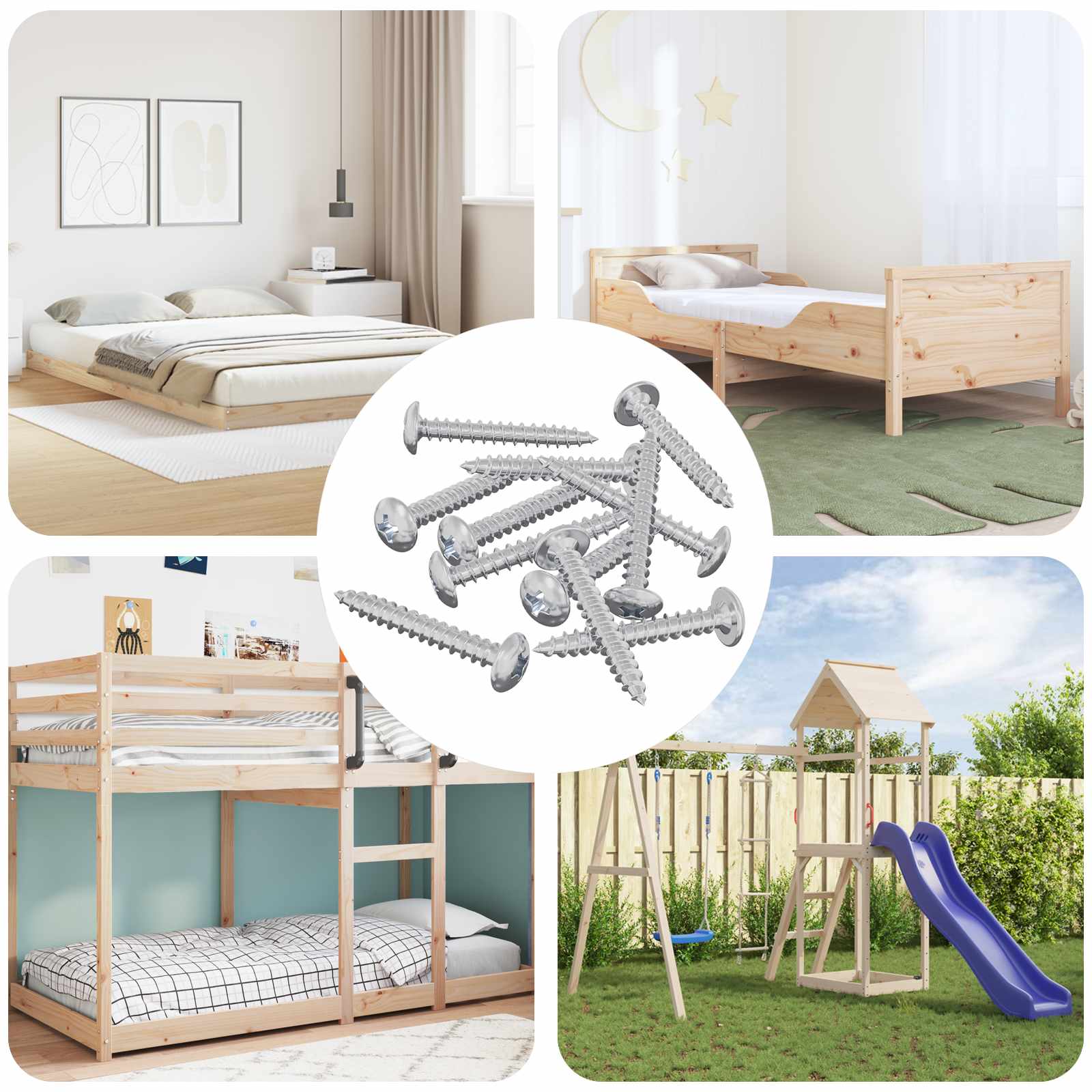 Vidaxl houten schroeven 8451 st zilver staal
