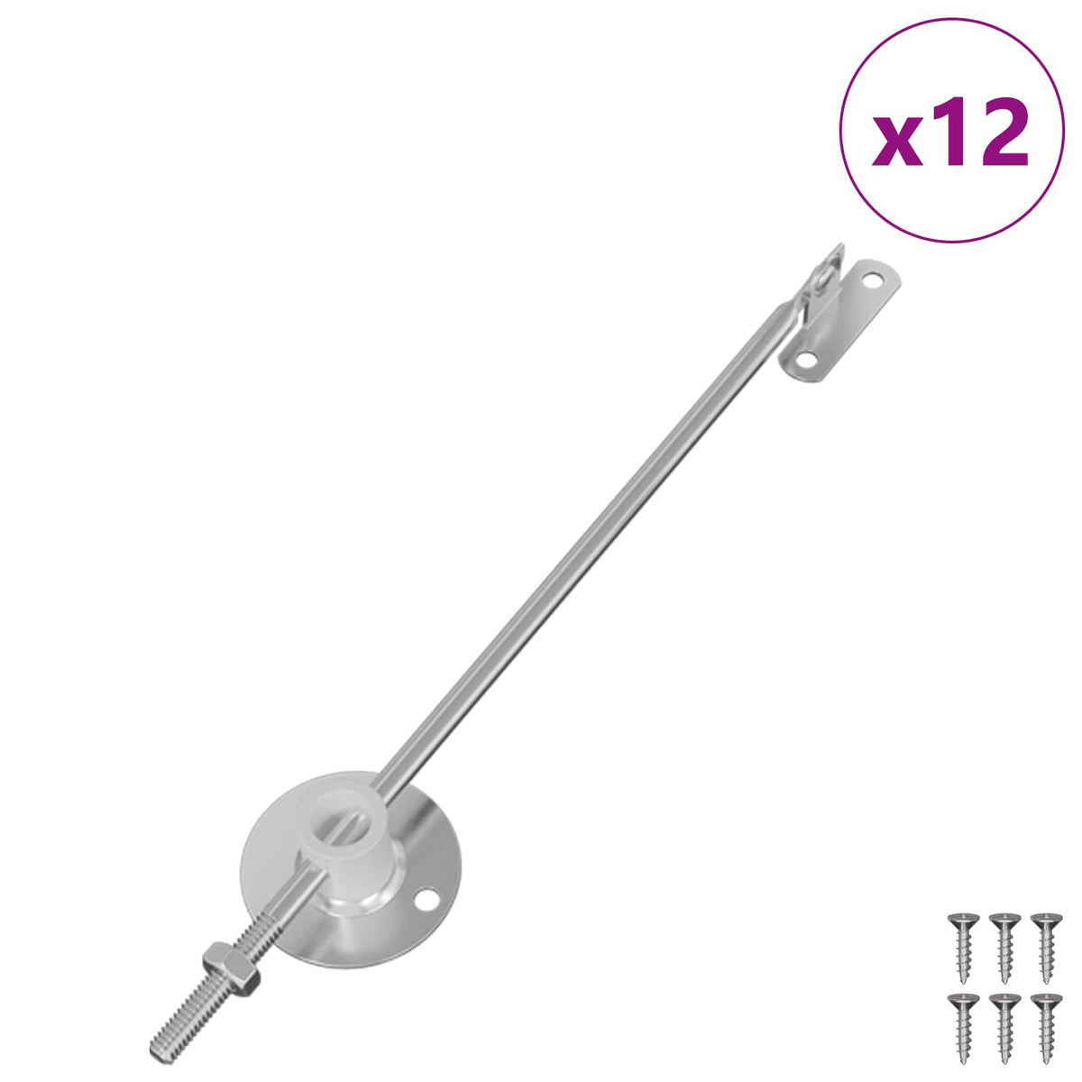 Vidaxl deksel ondersteunend scharnier 12 st zilver 194 x 36 x 18 mm
