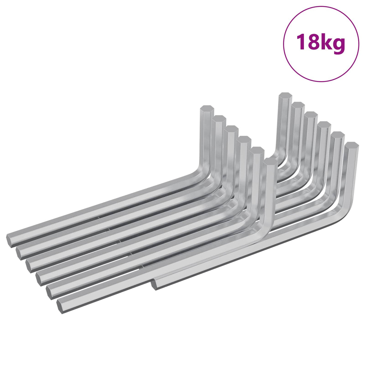 Vidaxl zeskantsleutel 2118 st zilver 22 x 66 mm staal