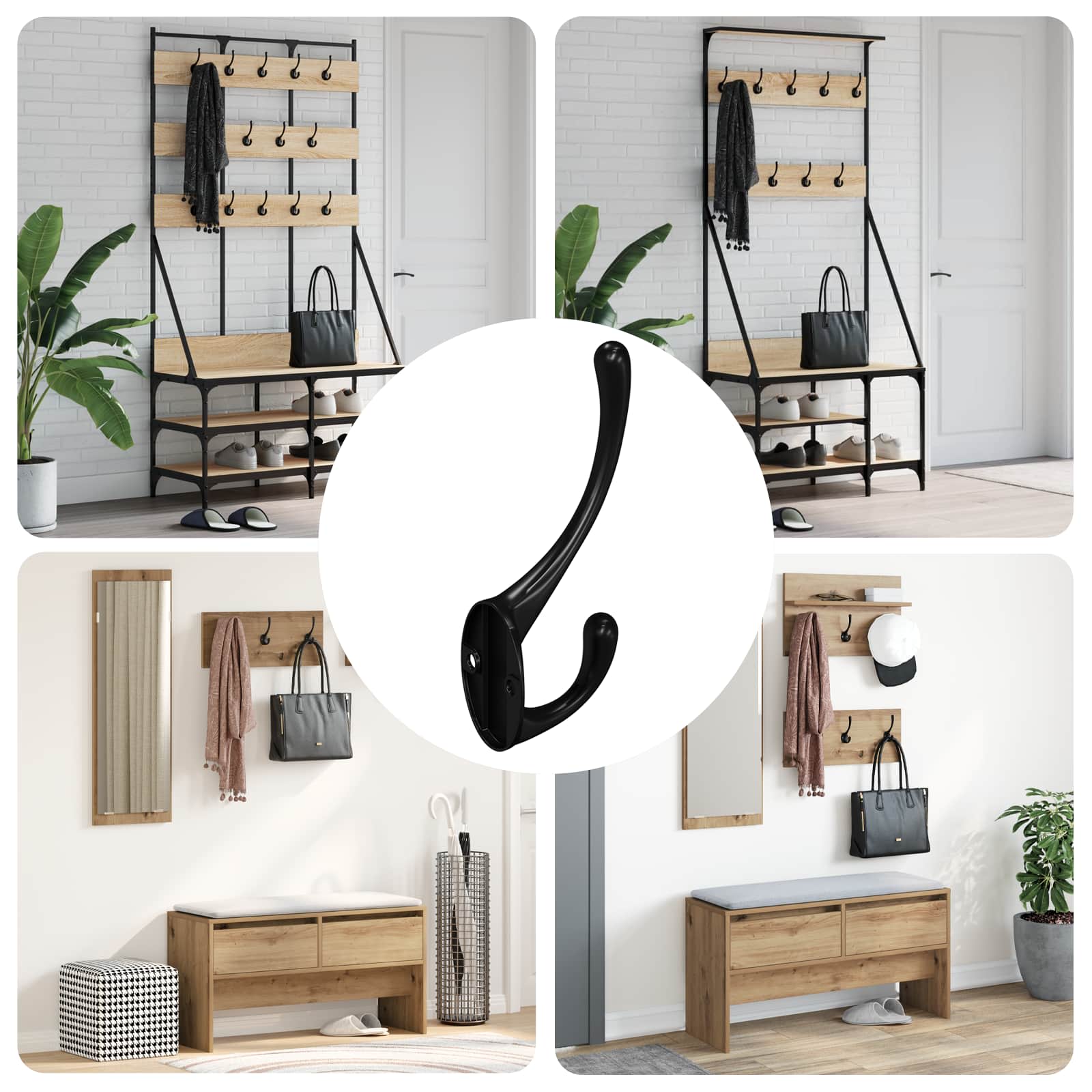 Vidaxl kledinghaak 346 st zwart 102 x 29 x 47mm zinklegering