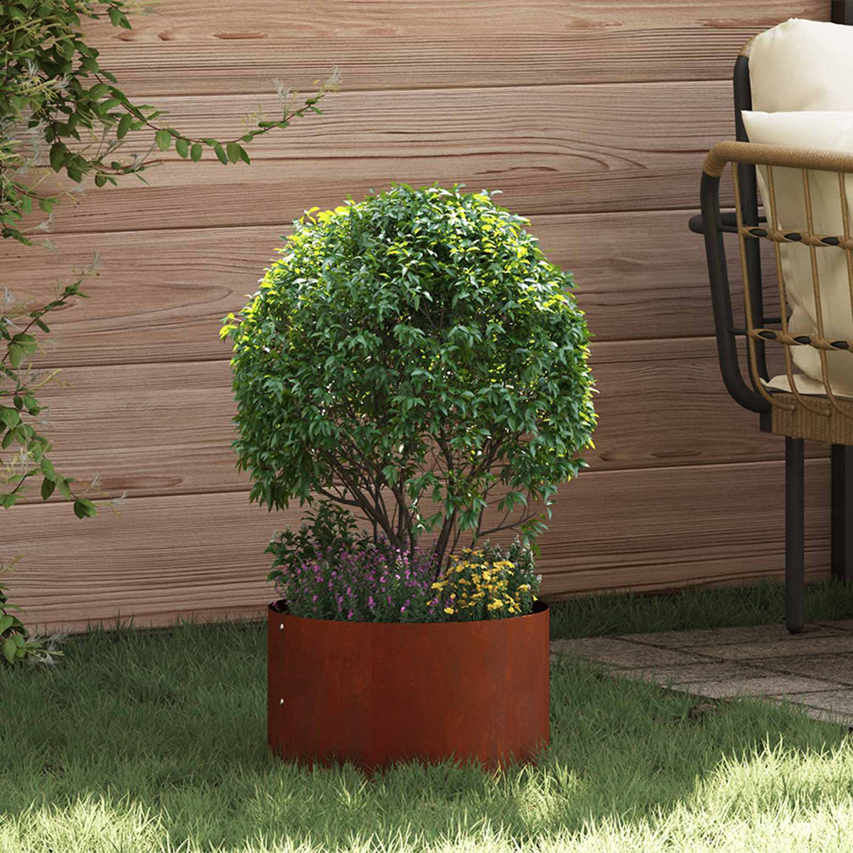 Vidaxl plantenring roestig 30 x 30 x 20 cm weervast staal