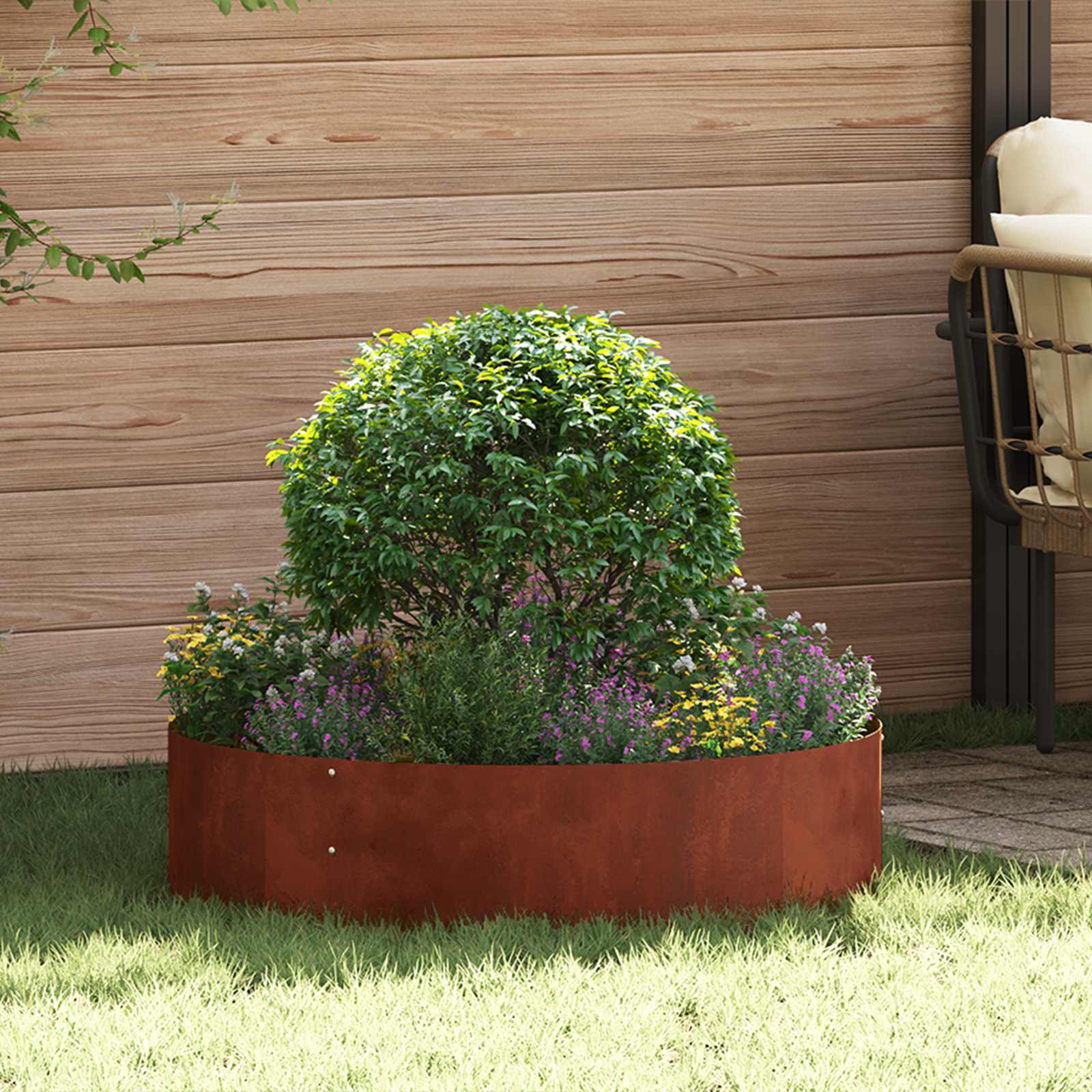 Vidaxl plantenring roestig 80 x 80 x 20 cm weervast staal