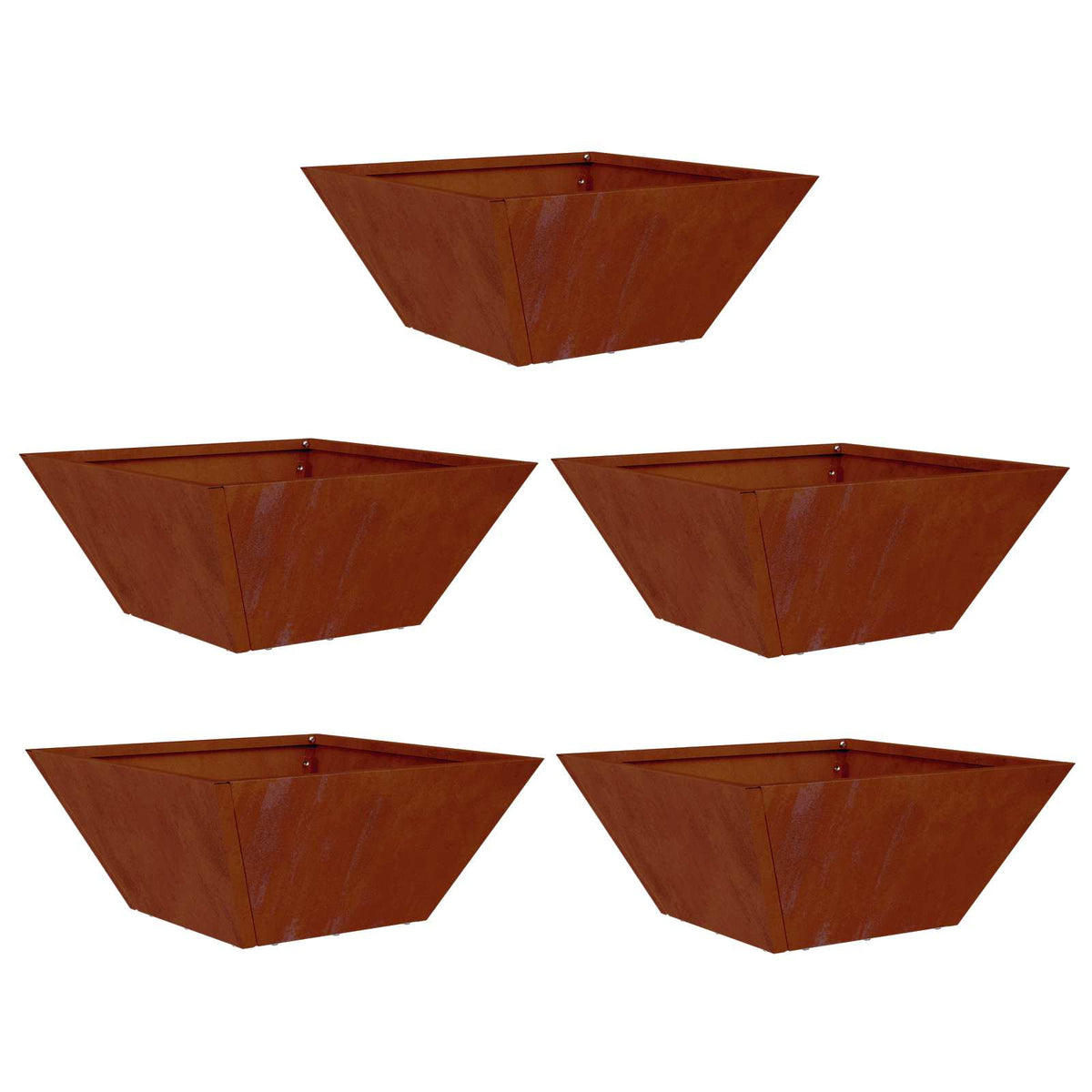 Vidaxl plantenbak 5 st roestkleurig 35 x 35 x 15 cm weervast staal