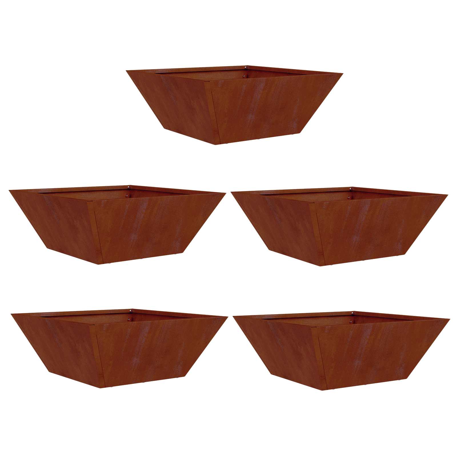 Vidaxl plantenbak 5 st roestkleurig 40 x 40 x 15 cm weervast staal