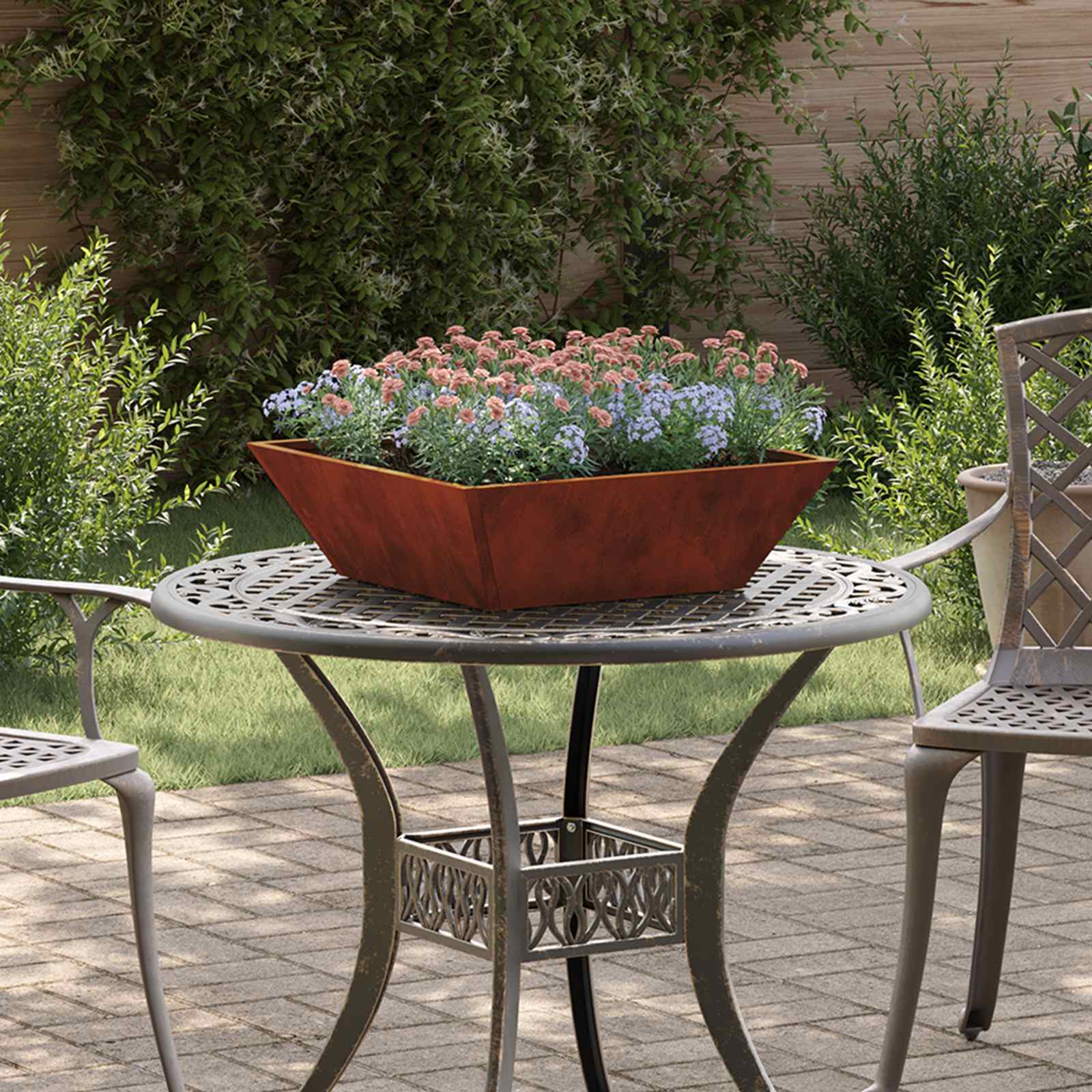 Vidaxl plantenbak 5 st roestkleurig 50 x 50 x 15 cm weervast staal