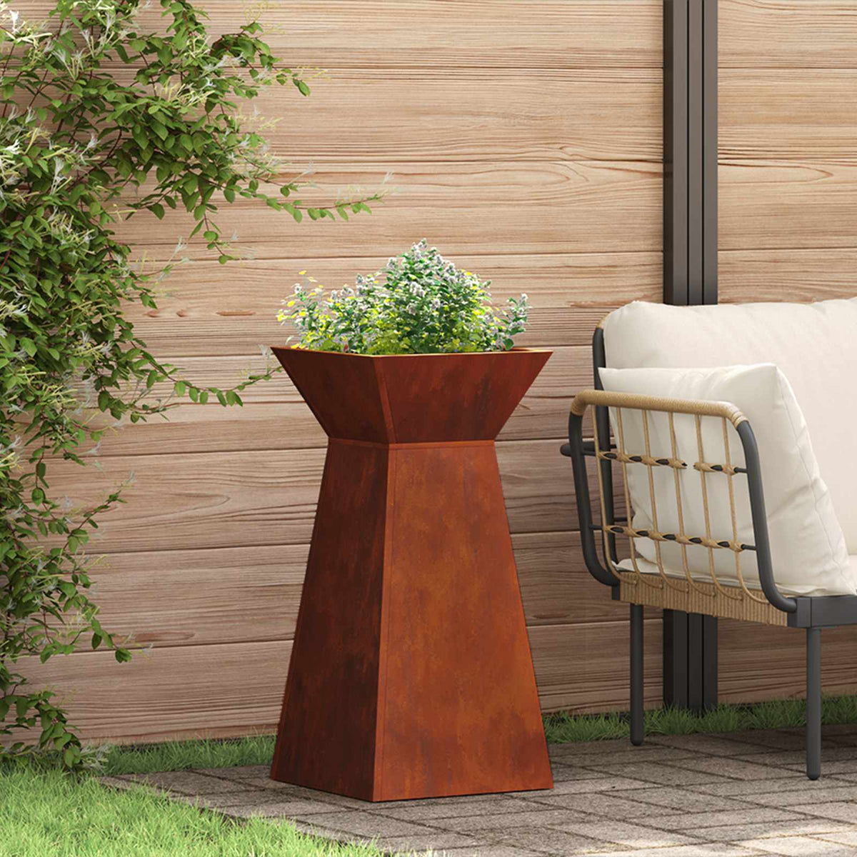 Vidaxl pilaar plantenbak 2 st roestkleurig 35 x 35 x 73 cm