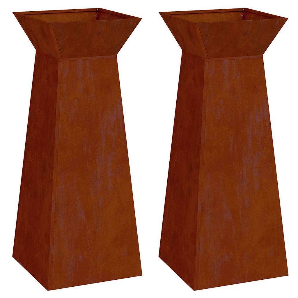 Vidaxl pilaar plantenbak 2 st roestkleurig 40 x 40 x 100 cm