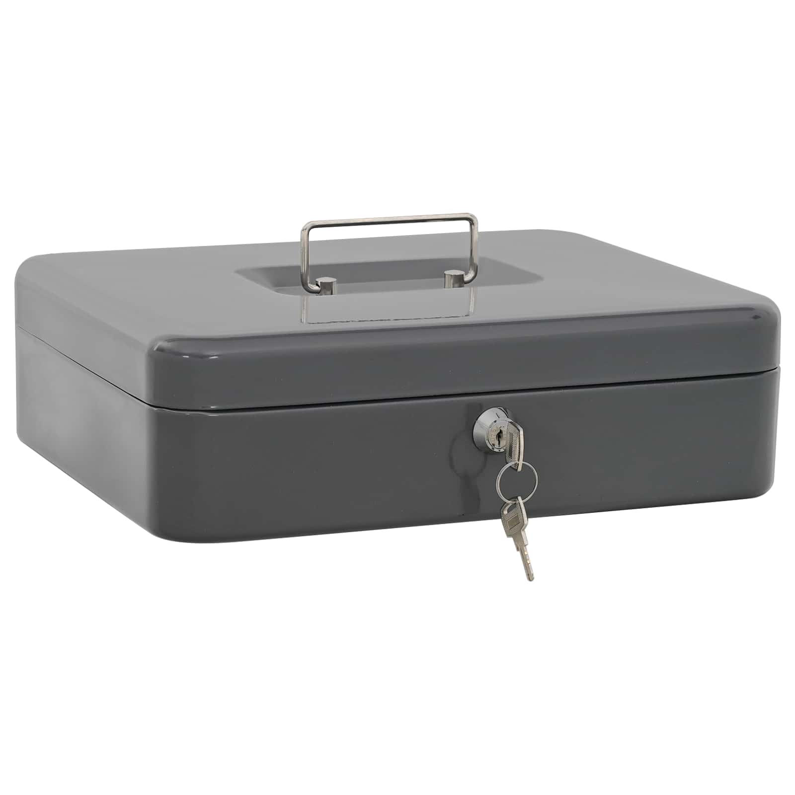 Vidaxl cash box met slot donkergrijs 30 x 24 x 9 cm staal