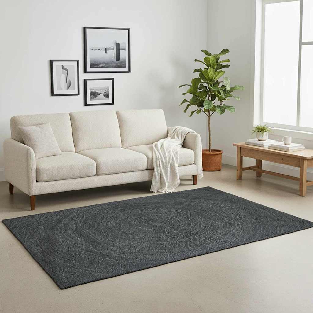 Vidaxl vloerkleden rechthoekig donkergrijs 120 x 170 cm jute